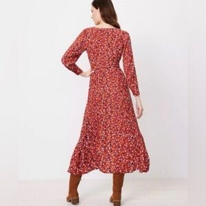 LOFT Red Polka Dot Long Sleeve Dress